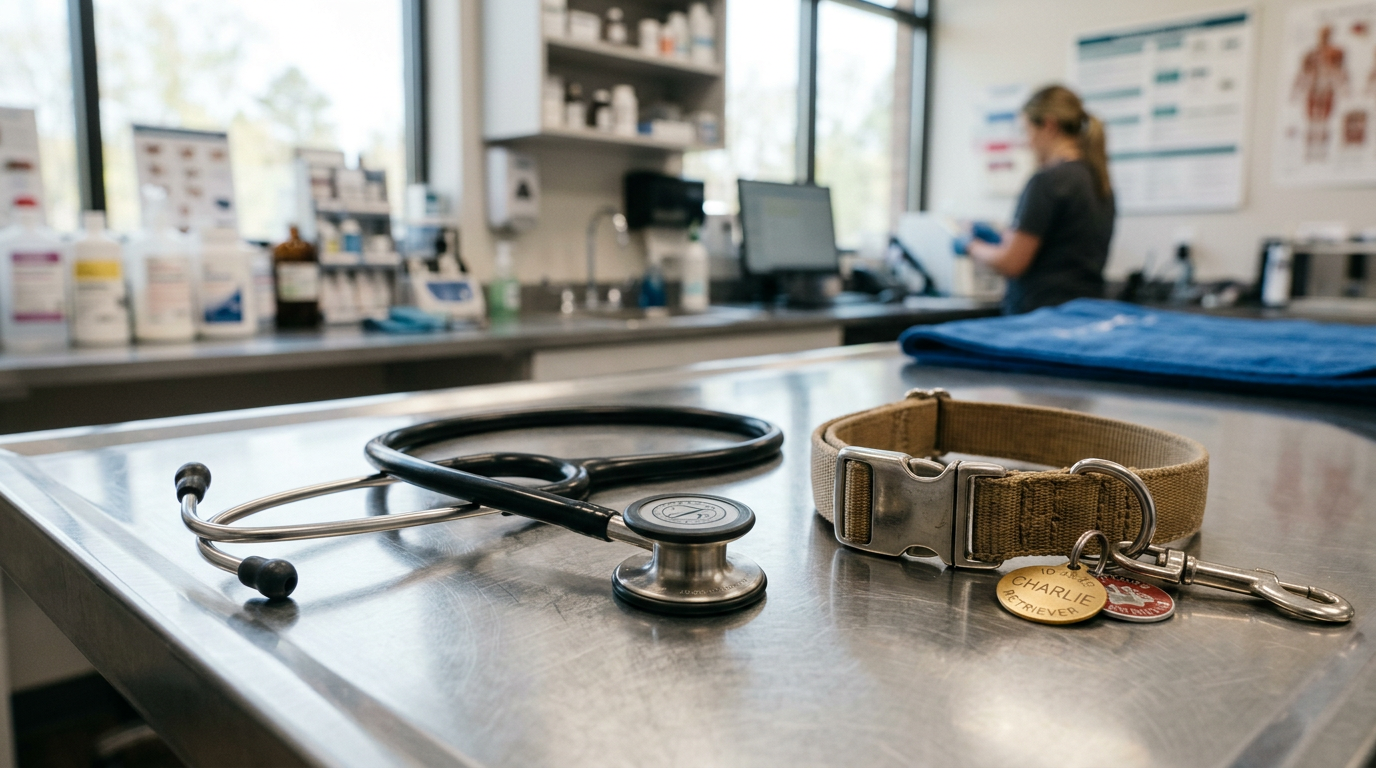 Healthy pet receiving veterinary checkup