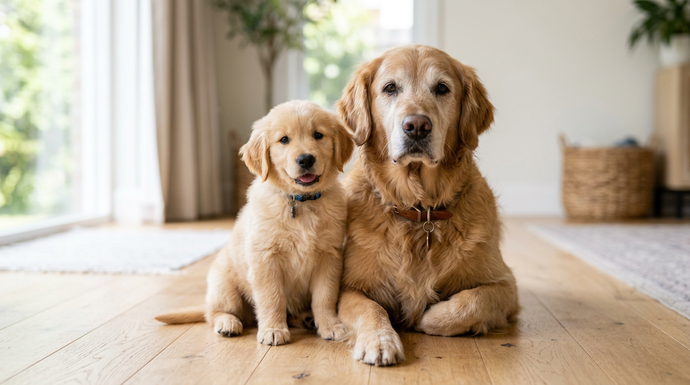 Dogs of different ages showing healthy smiles