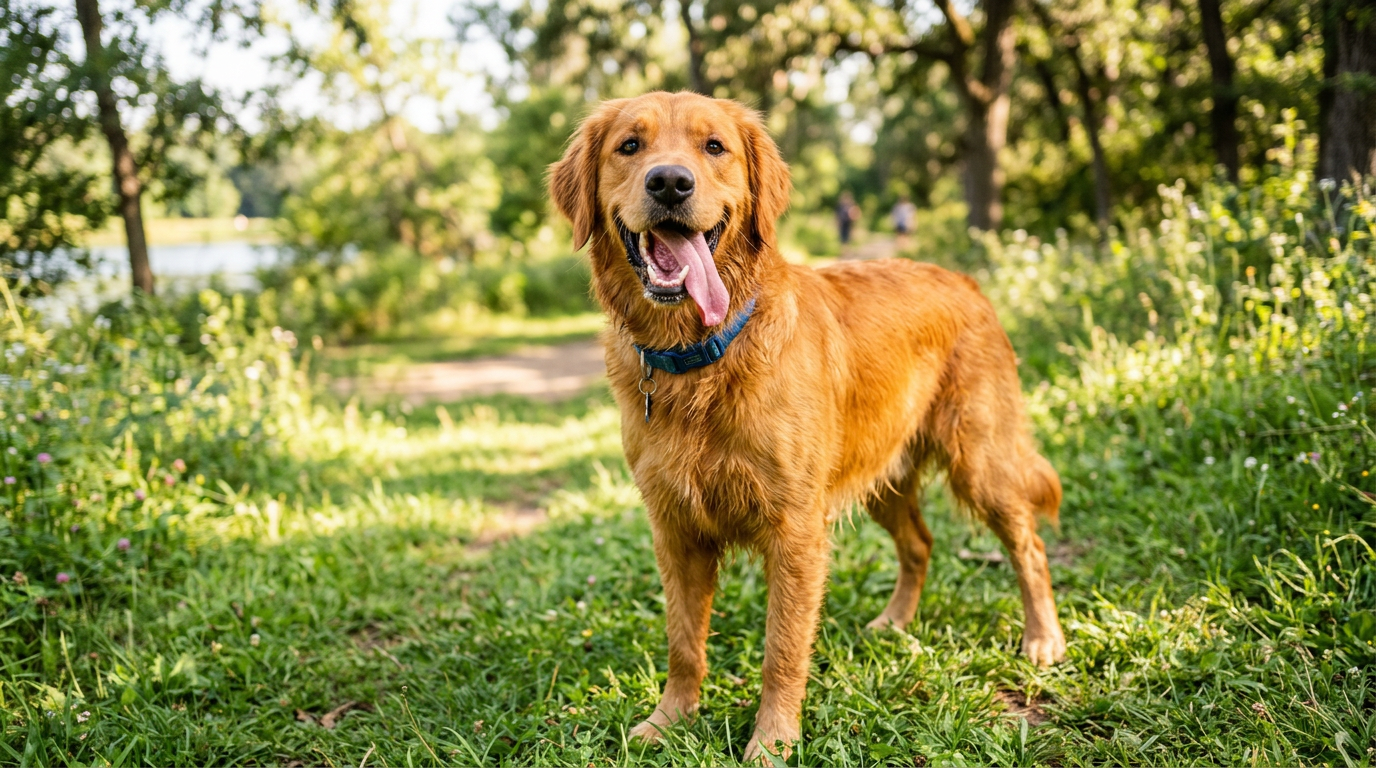 Happy dog with fresh breath after dental treatment